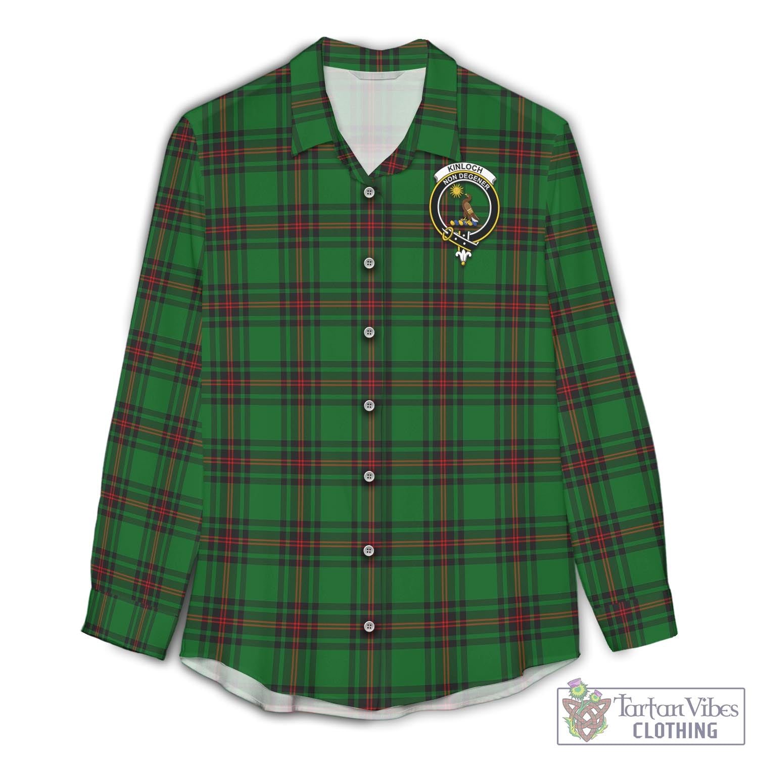 Tartan Vibes Clothing Kinloch Tartan Womens Casual Shirt with Family Crest