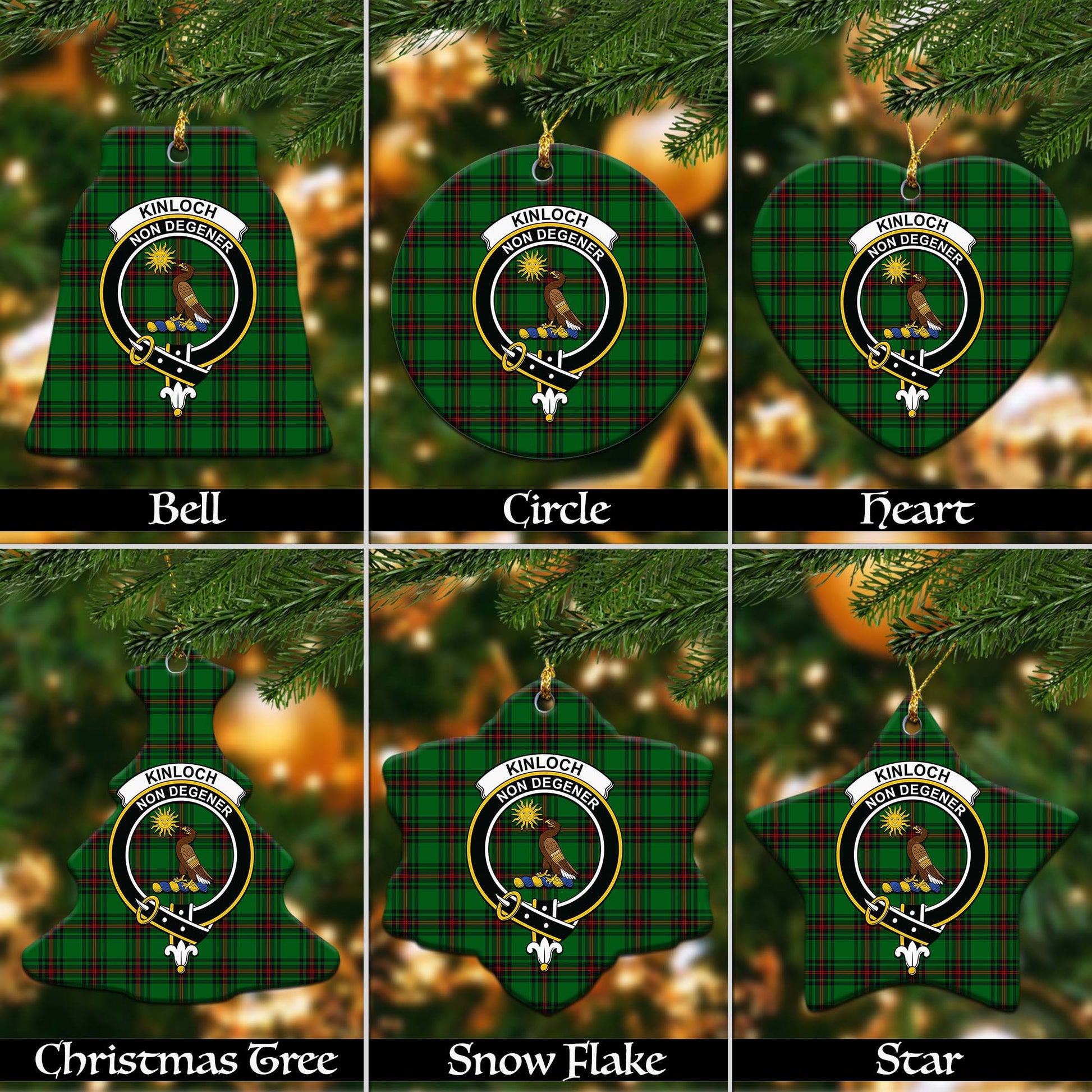 Kinloch Tartan Christmas Ornaments with Family Crest - Tartanvibesclothing