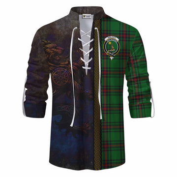 Kinloch Tartan Family Crest Ghillie Kilt Shirt Alba Gu Brath Be Brave Lion Ancient Style Men - Tartan Vibes Clothing