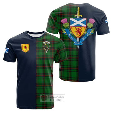 Kinloch Tartan Cotton T-shirt Alba with Scottish Lion Royal Arm Half Style Kid's Shirt - Tartan Vibes Clothing