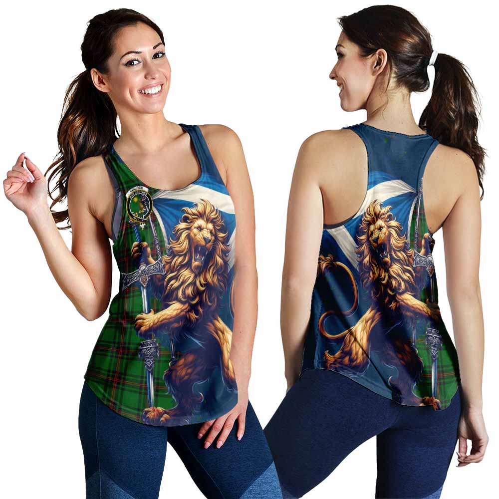 Tartan Vibes Clothing Kinloch Tartan Family Crest Women's Racerback Tanks with Scottish Majestic Lion