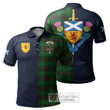 Kinloch Tartan Polo Shirt Alba with Scottish Lion Royal Arm Half Style