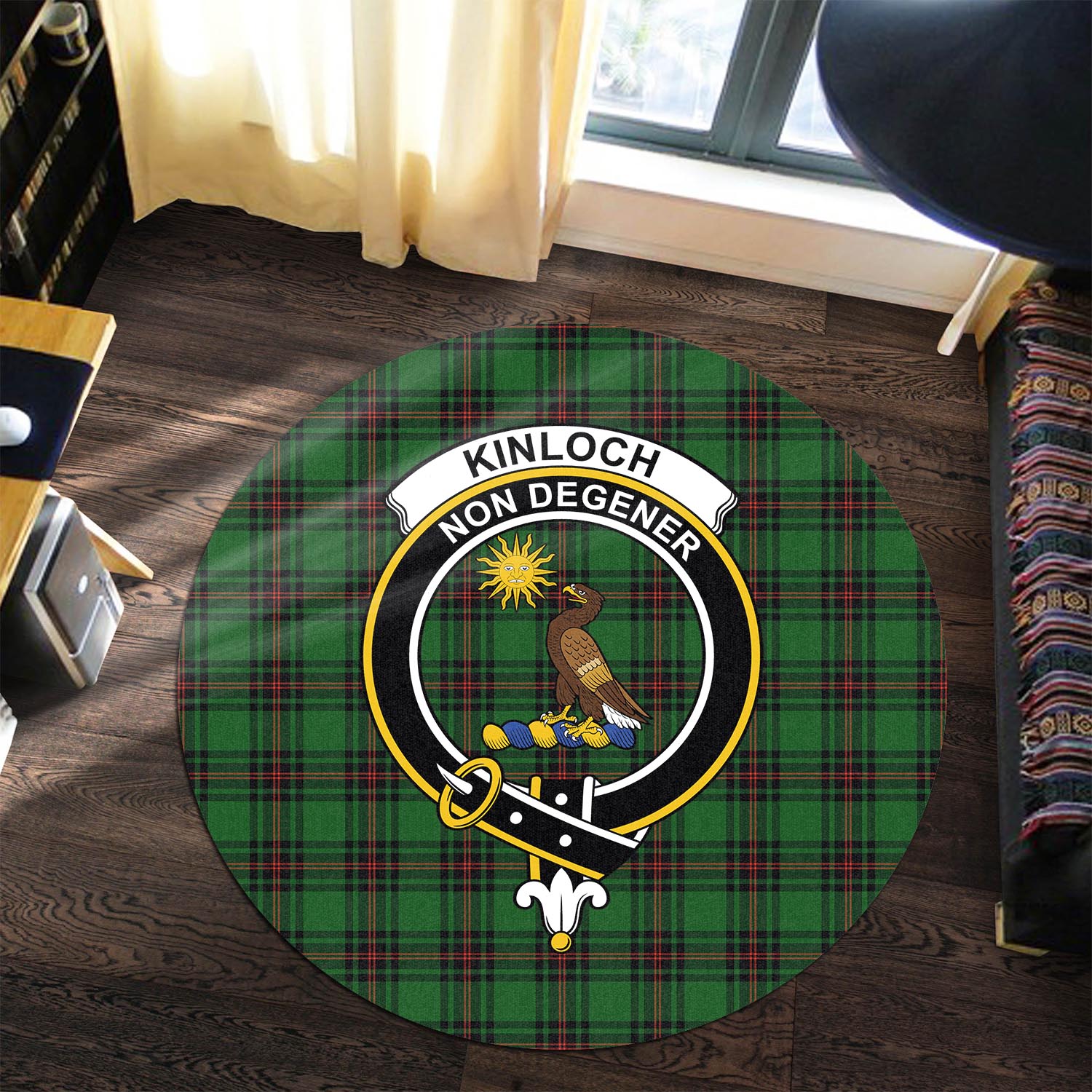 kinloch-tartan-round-rug-with-family-crest