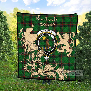 Kinloch Tartan Quilt with Family Crest and Scottish Symbol Style