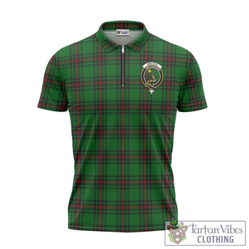 Kinloch Tartan Zipper Polo Shirt with Family Crest