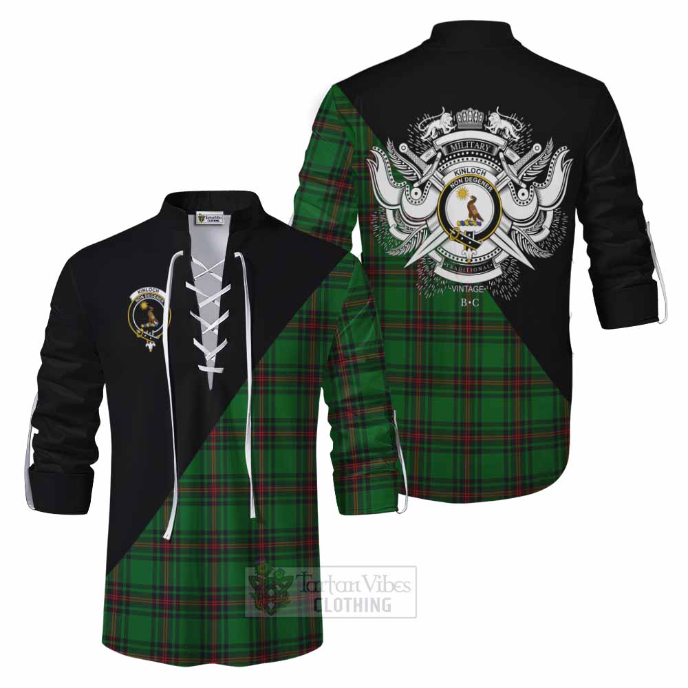 Tartan Vibes Clothing Kinloch Tartan Ghillie Kilt Shirt with Family Crest and Military Logo Style