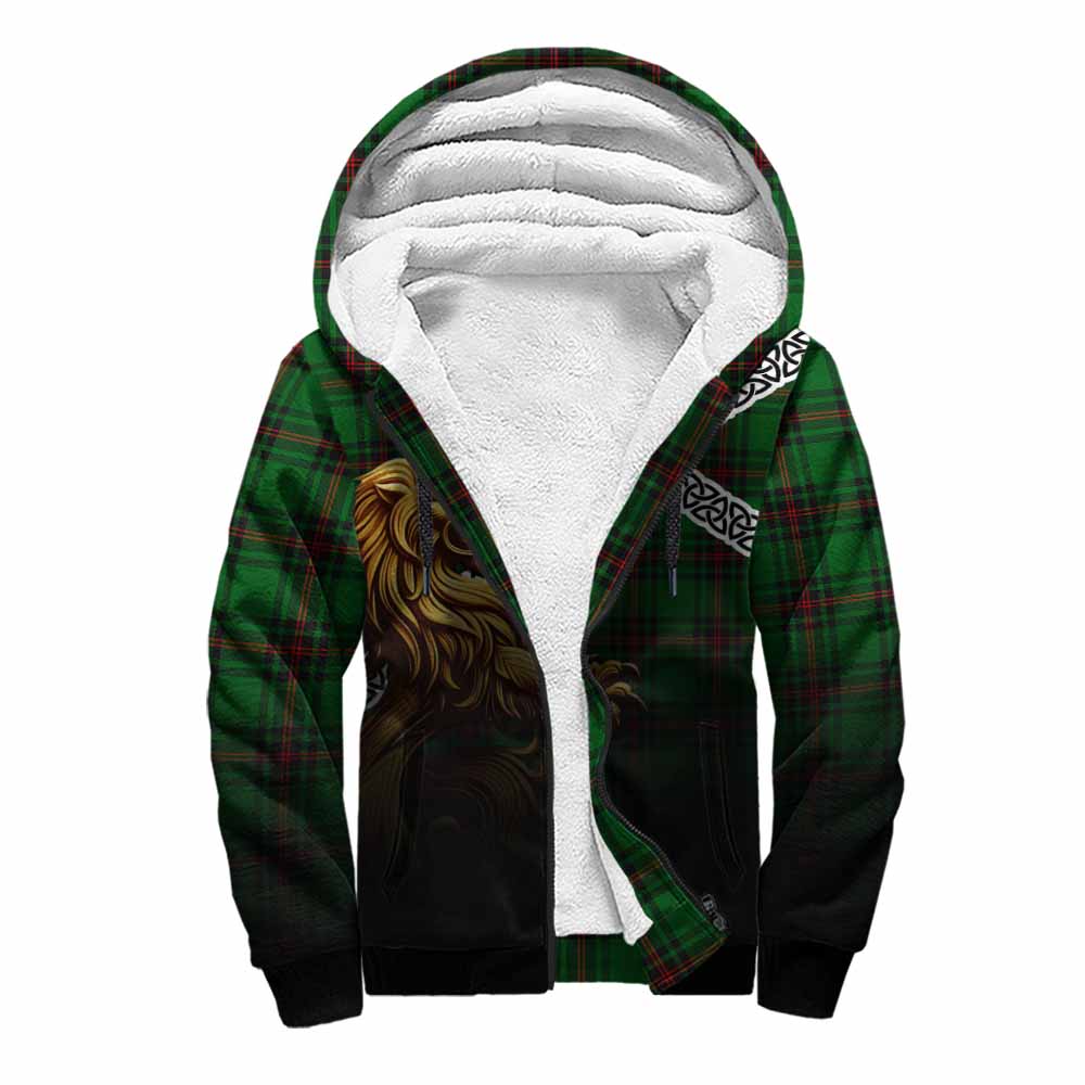 Kinloch Crest Tartan Sherpa Hoodie with Golden Lion Emblem Celtic Style Unisex S - Tartan Vibes Clothing