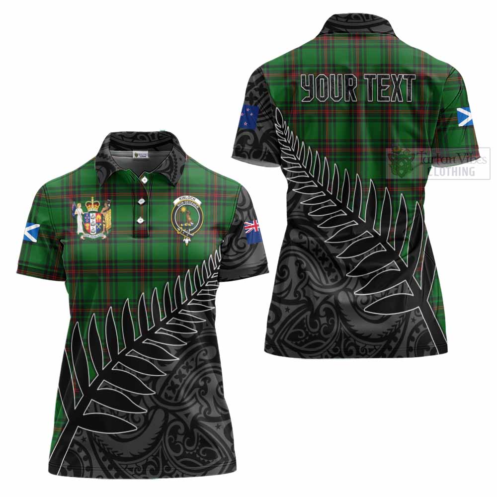 Tartan Vibes Clothing Kinloch Crest Tartan Women's Polo Shirt with New Zealand Silver Fern Half Style