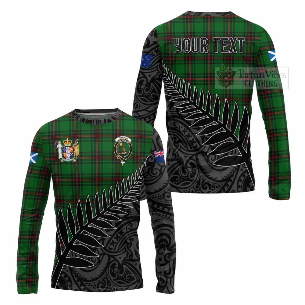 Tartan Vibes Clothing Kinloch Crest Tartan Long Sleeve T-Shirt with New Zealand Silver Fern Half Style