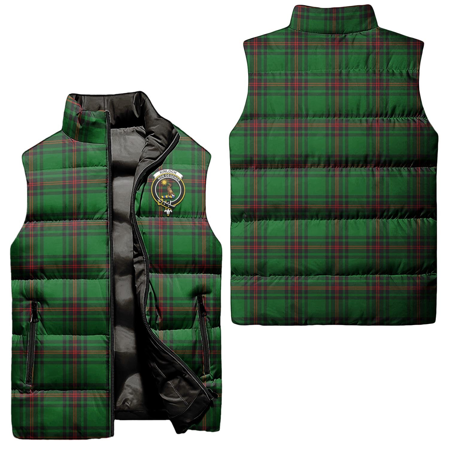 Kinloch Tartan Sleeveless Puffer Jacket with Family Crest Unisex - Tartanvibesclothing