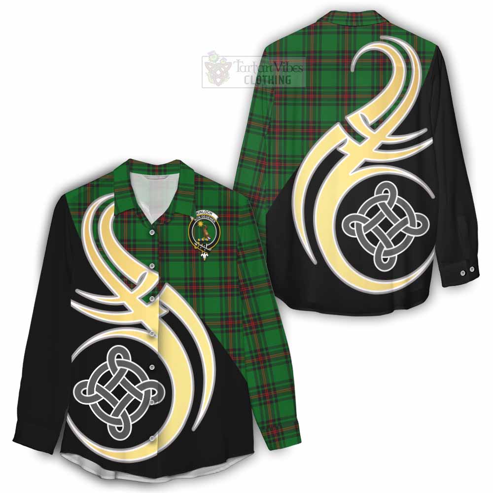 Tartan Vibes Clothing Kinloch Tartan Women's Casual Shirt with Family Crest and Celtic Symbol Style