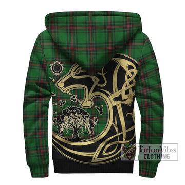 Kinloch Tartan Sherpa Hoodie with Family Crest Celtic Wolf Style