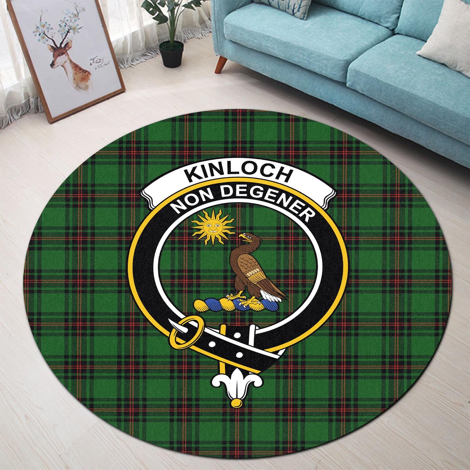 kinloch-tartan-round-rug-with-family-crest