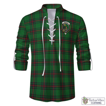 Kinloch Tartan Men's Scottish Traditional Jacobite Ghillie Kilt Shirt with Family Crest