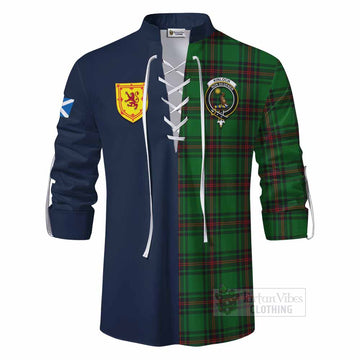 Kinloch Tartan Ghillie Kilt Shirt Alba with Scottish Lion Royal Arm Half Style - Tartan Vibes Clothing
