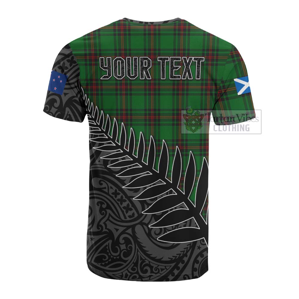 Tartan Vibes Clothing Kinloch Crest Tartan Cotton T-shirt with New Zealand Silver Fern Half Style