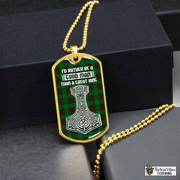 Kinloch Tartan Dog Tag Necklace Viking Mjolnir Style