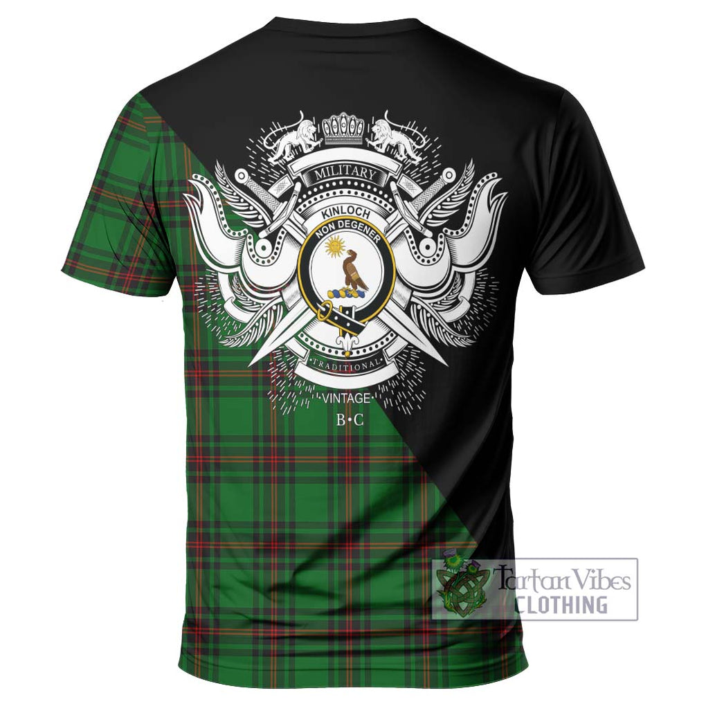 Kinloch Tartan T-Shirt with Family Crest and Military Logo Style - Tartanvibesclothing Shop