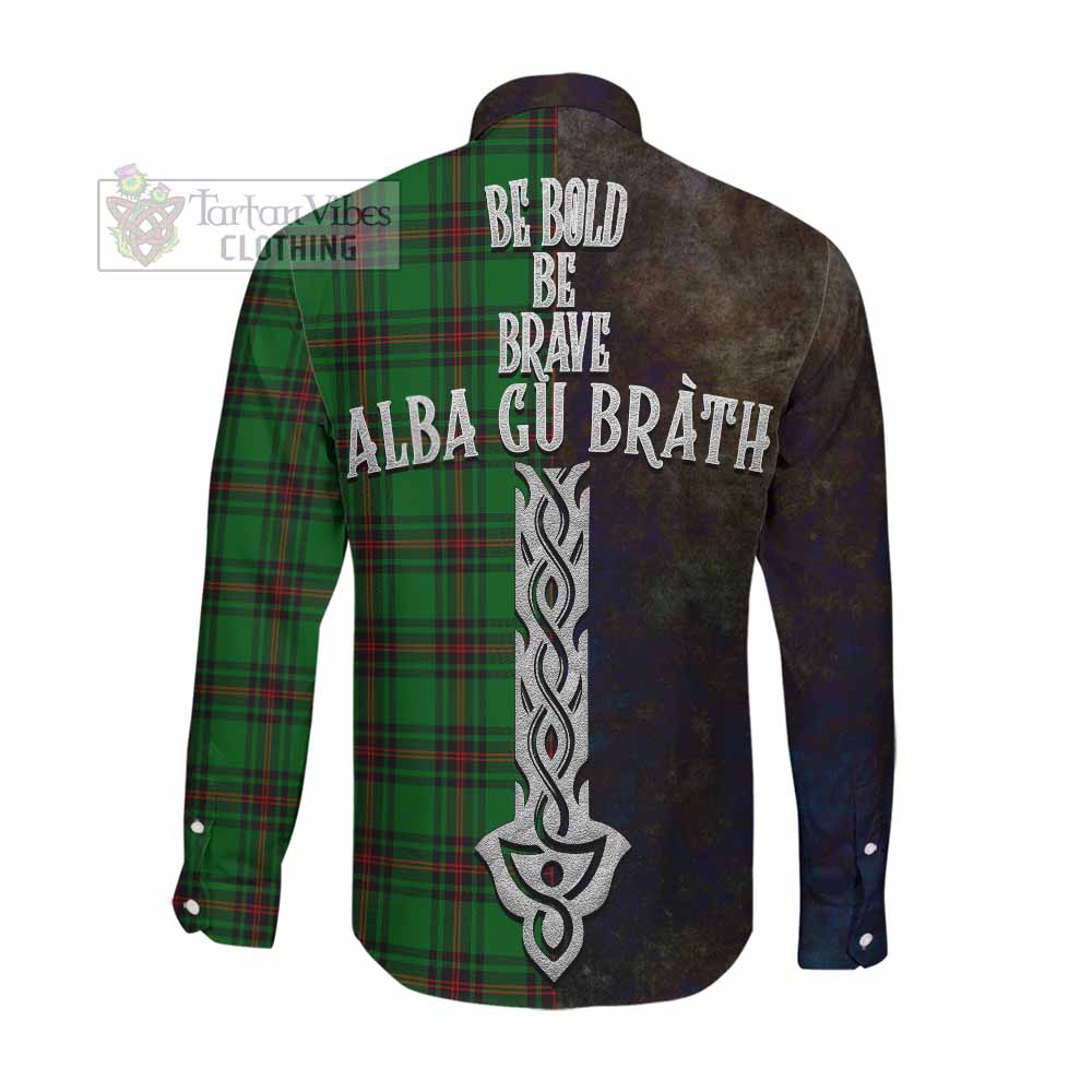 Kinloch Tartan Family Crest Long Sleeve Button Shirt Alba Gu Brath Be Brave Lion Ancient Style Men's Shirt - Tartan Vibes Clothing