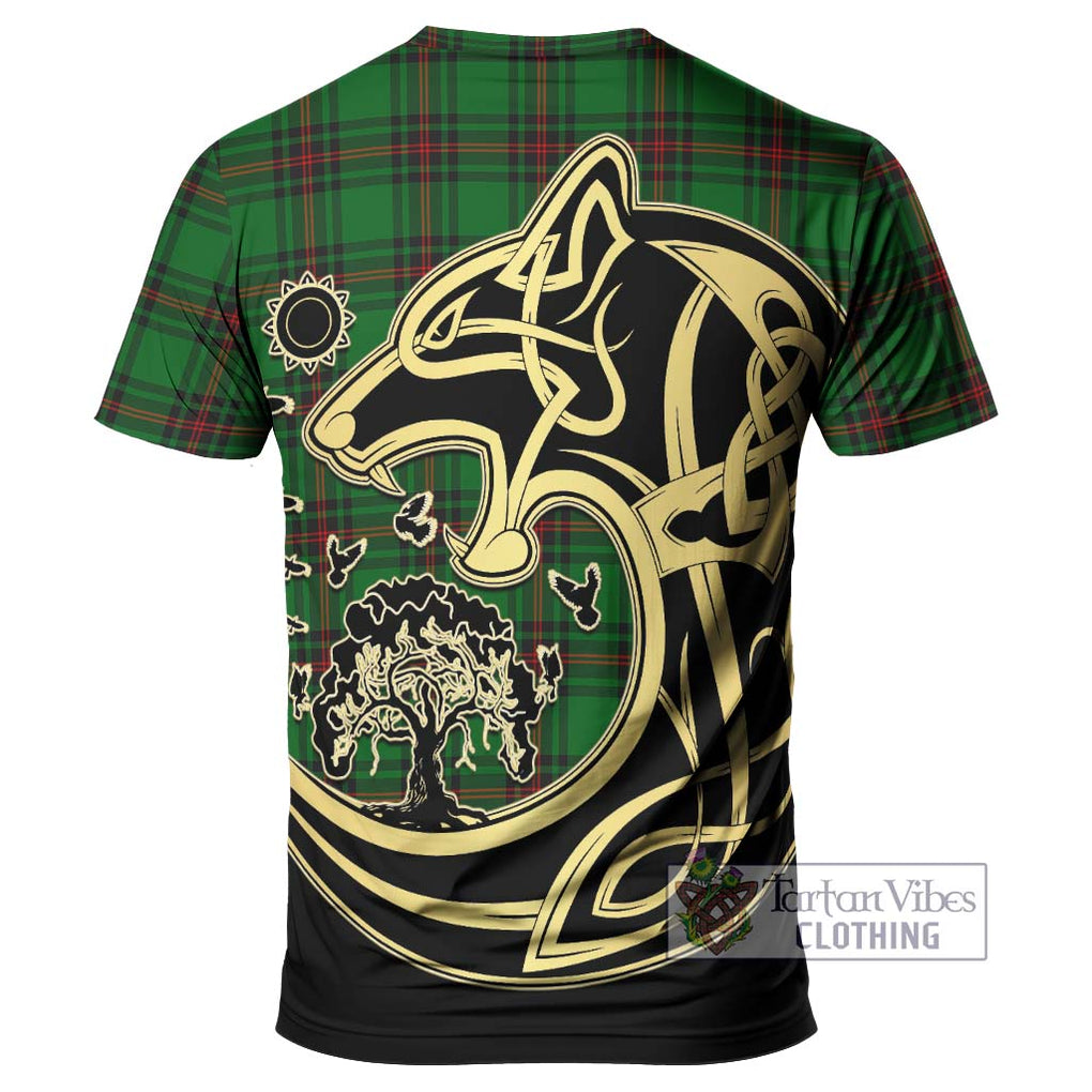 Kinloch Tartan T-Shirt with Family Crest Celtic Wolf Style - Tartan Vibes Clothing