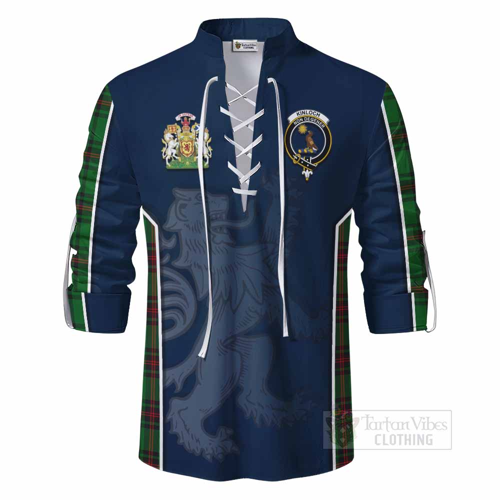 Tartan Vibes Clothing Kinloch Tartan Ghillie Kilt Shirt with Family Crest and Lion Rampant Vibes Sport Style