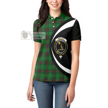 Kinloch Tartan Women's Polo Shirt with Family Crest Circle Style