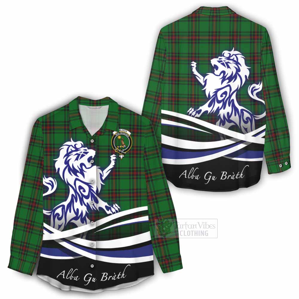 Tartan Vibes Clothing Kinloch Tartan Women's Casual Shirt with Alba Gu Brath Regal Lion Emblem