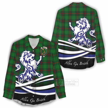 Kinloch Tartan Women's Casual Shirt with Alba Gu Brath Regal Lion Emblem