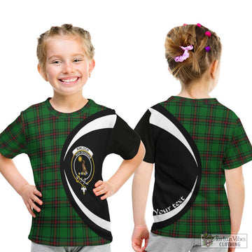 Kinloch Tartan Kid T-Shirt with Family Crest Circle Style