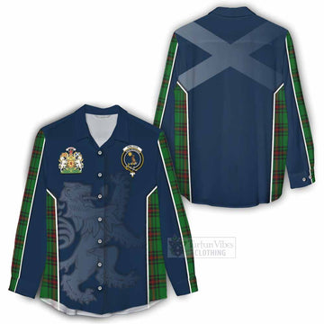 Kinloch Tartan Women's Casual Shirt with Family Crest and Lion Rampant Vibes Sport Style