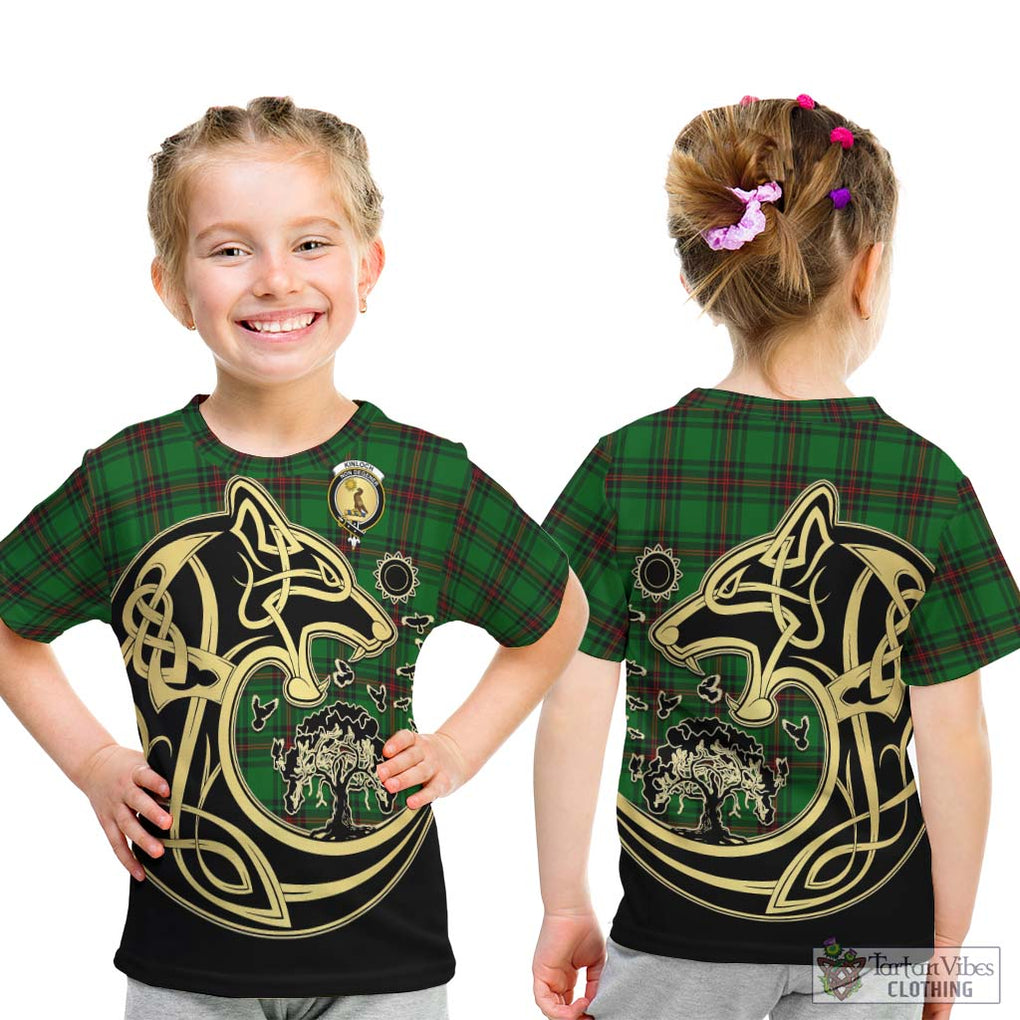 Kinloch Tartan Kid T-Shirt with Family Crest Celtic Wolf Style - Tartan Vibes Clothing