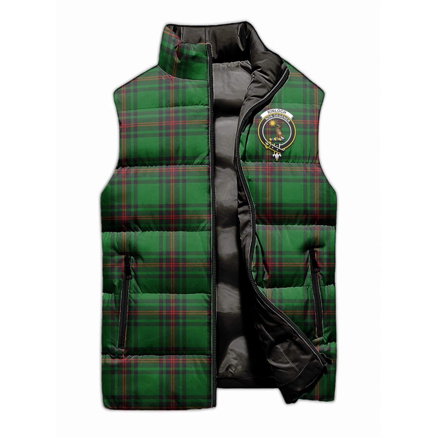 Kinloch Tartan Sleeveless Puffer Jacket with Family Crest - Tartanvibesclothing