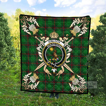 Kinloch Tartan Quilt with Family Crest and Scottish Golden Courage Shield