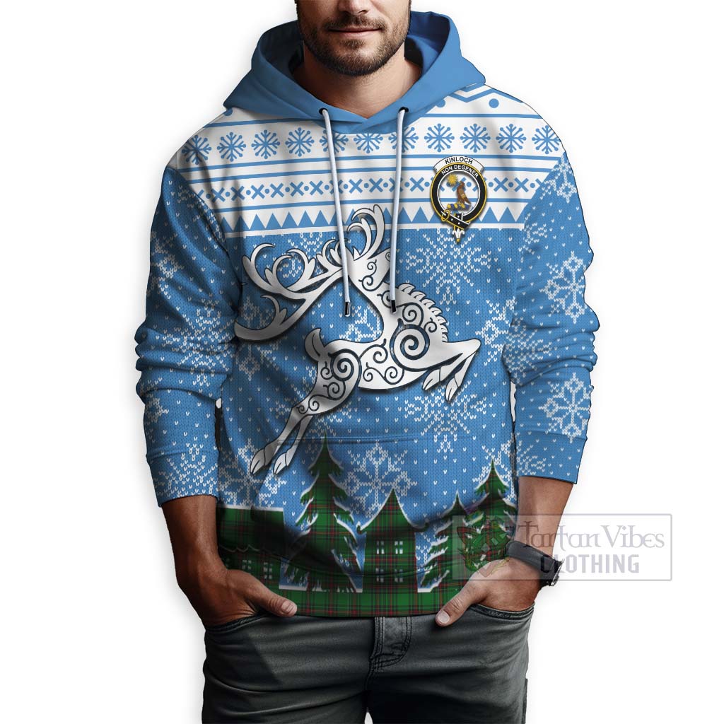 Kinloch Clan Christmas Hoodie Celtic Reindeer Style - Tartan Vibes Clothing
