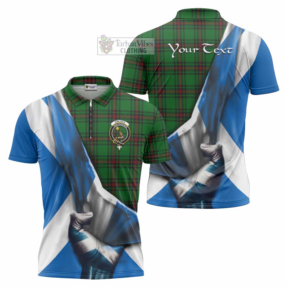 Tartan Vibes Clothing Kinloch Tartan Zipper Polo Shirt with Family Crest Scotland Patriotic Style