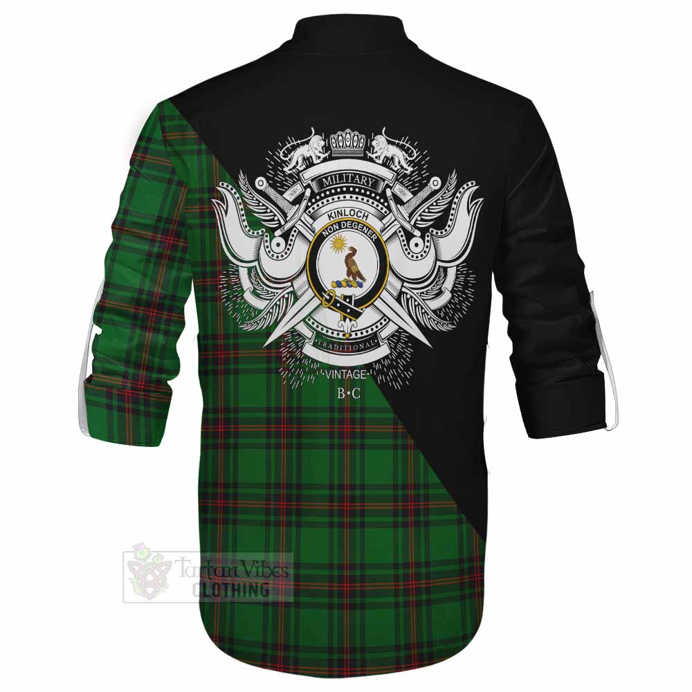 Tartan Vibes Clothing Kinloch Tartan Ghillie Kilt Shirt with Family Crest and Military Logo Style