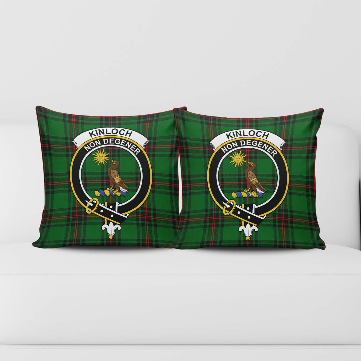 Kinloch Tartan Pillow Cover with Family Crest - Tartanvibesclothing