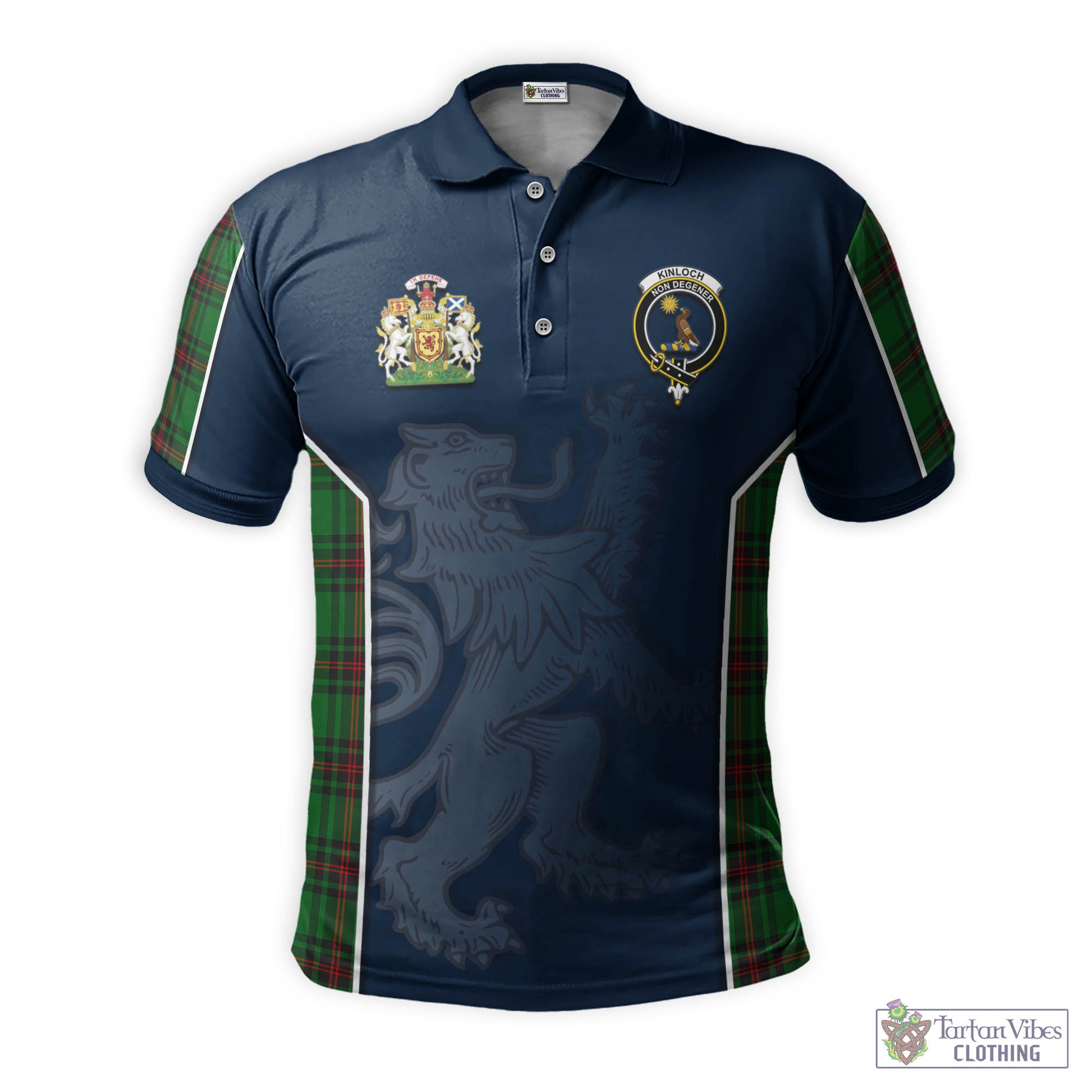 Tartan Vibes Clothing Kinloch Tartan Men's Polo Shirt with Family Crest and Lion Rampant Vibes Sport Style