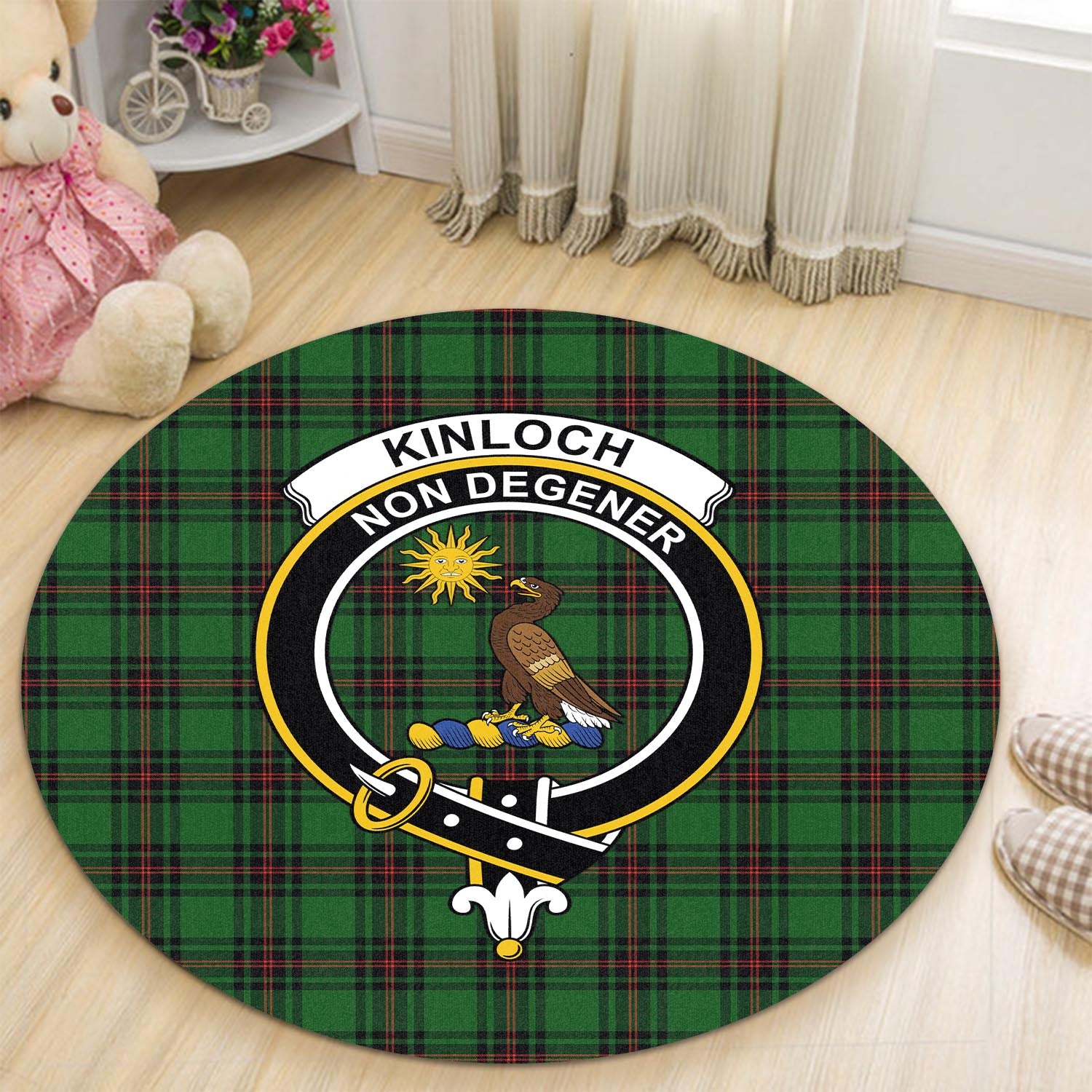 kinloch-tartan-round-rug-with-family-crest