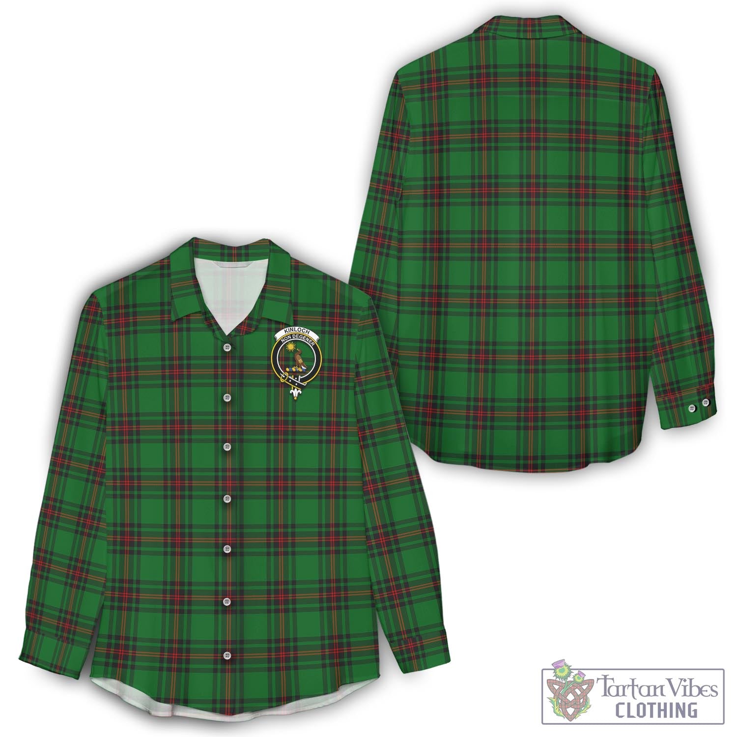 Tartan Vibes Clothing Kinloch Tartan Womens Casual Shirt with Family Crest