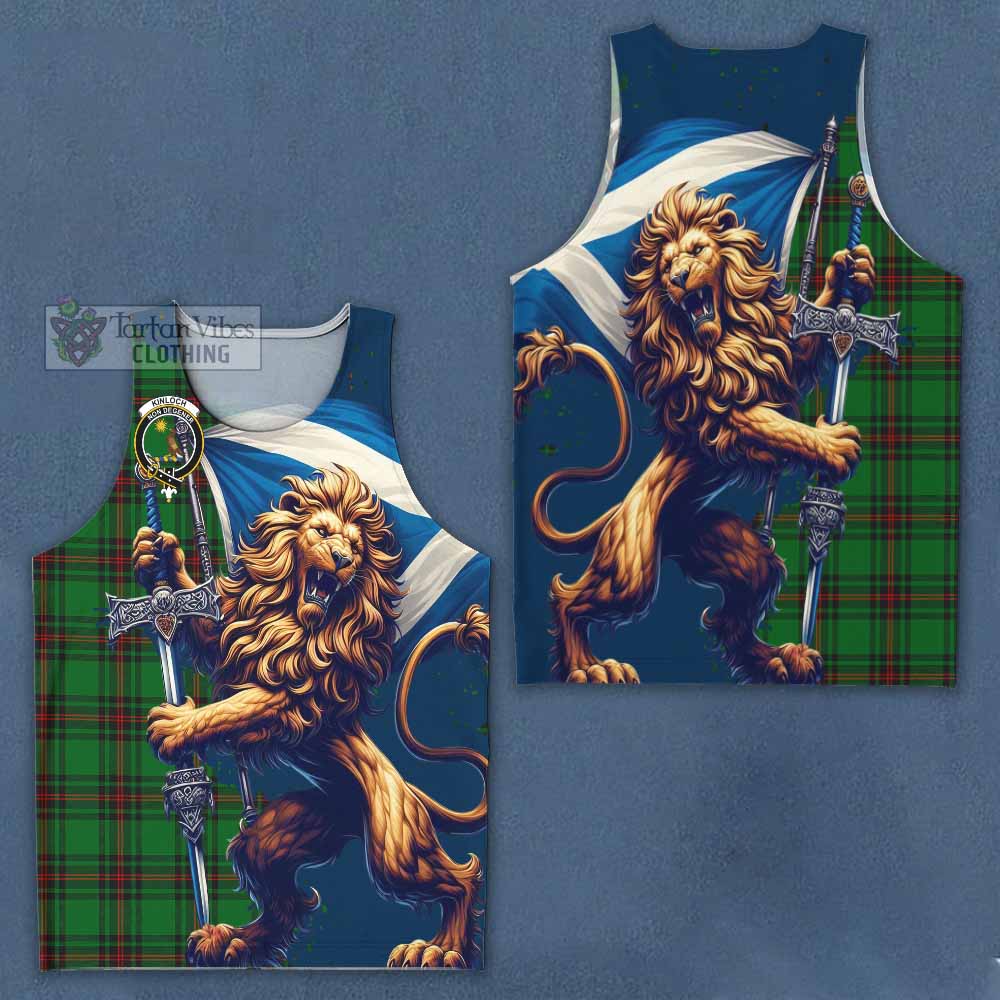 Tartan Vibes Clothing Kinloch Tartan Family Crest Men's Tank Top with Scottish Majestic Lion