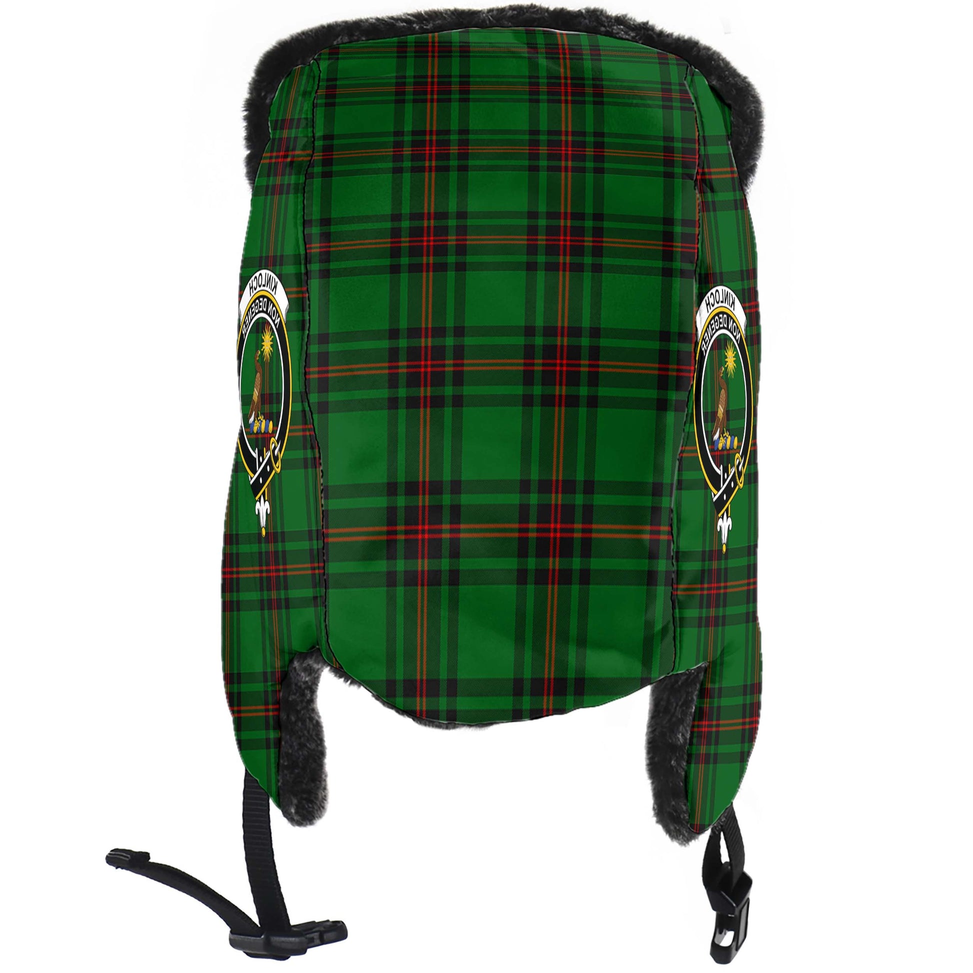 Kinloch Tartan Winter Trapper Hat with Family Crest - Tartanvibesclothing