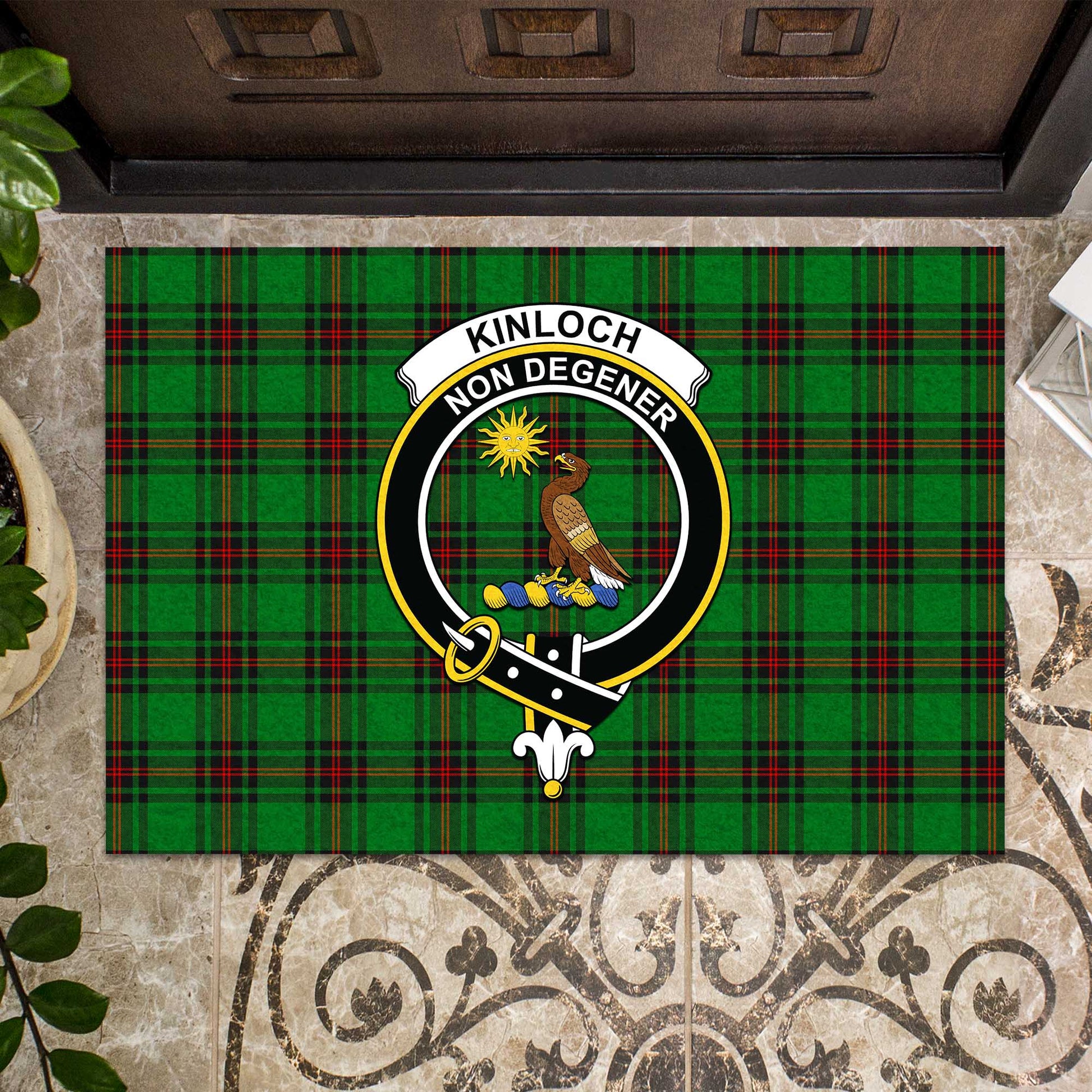 Kinloch Tartan Door Mat with Family Crest - Tartanvibesclothing