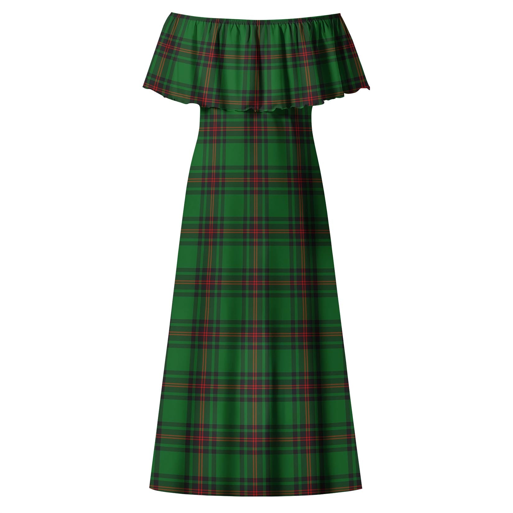 Kinloch Tartan Off Shoulder Long Dress - Tartanvibesclothing