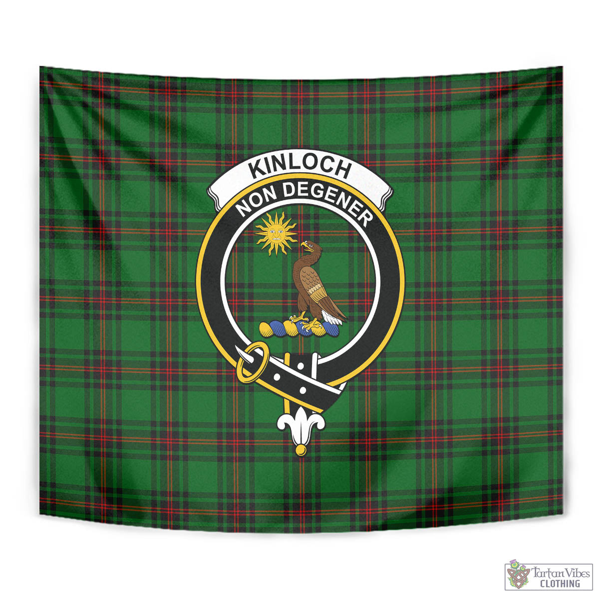 Tartan Vibes Clothing Kinloch Tartan Tapestry Wall Hanging and Home Decor for Room with Family Crest