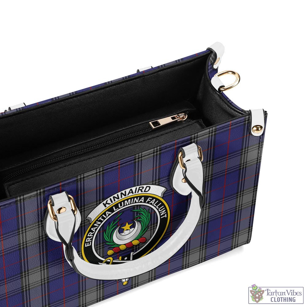 Tartan Vibes Clothing Kinnaird Tartan Luxury Leather Handbags with Family Crest