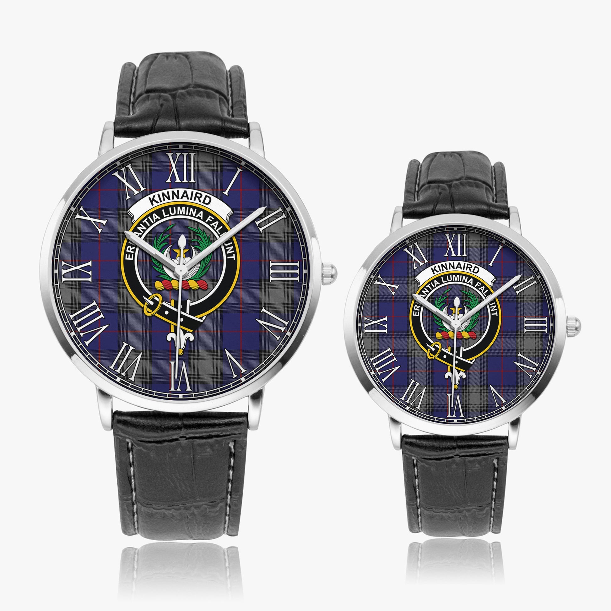 Kinnaird Tartan Family Crest Leather Strap Quartz Watch - Tartanvibesclothing