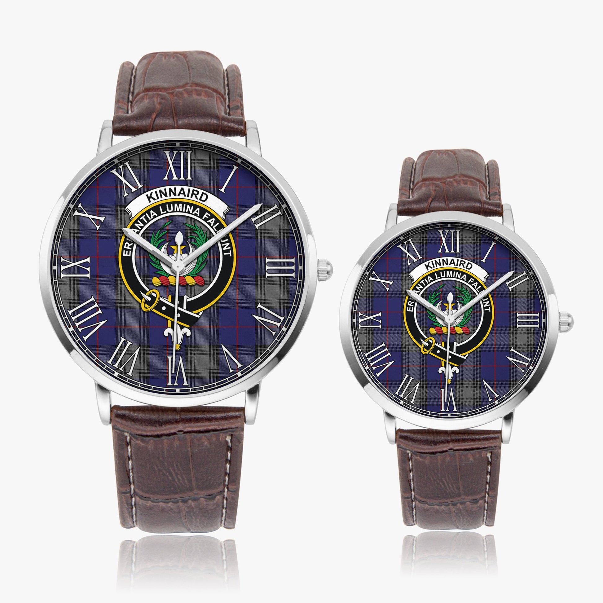 Kinnaird Tartan Family Crest Leather Strap Quartz Watch - Tartanvibesclothing