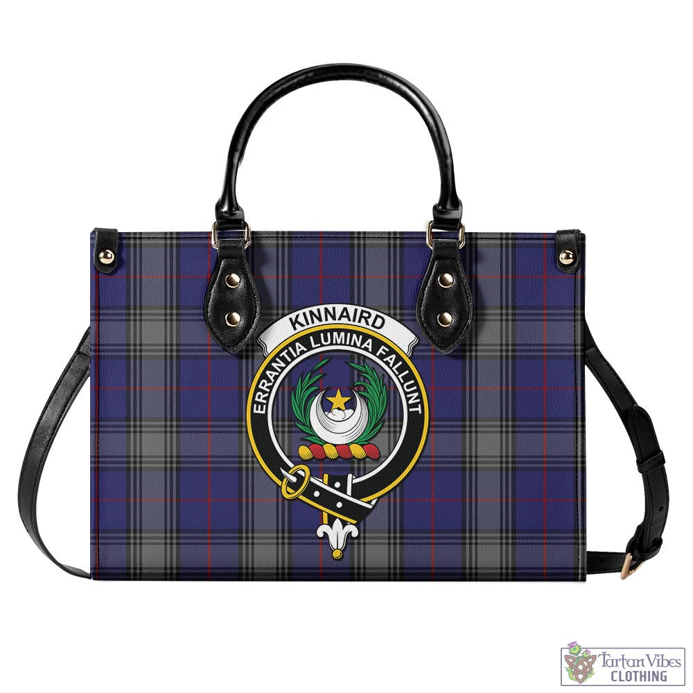 Tartan Vibes Clothing Kinnaird Tartan Luxury Leather Handbags with Family Crest