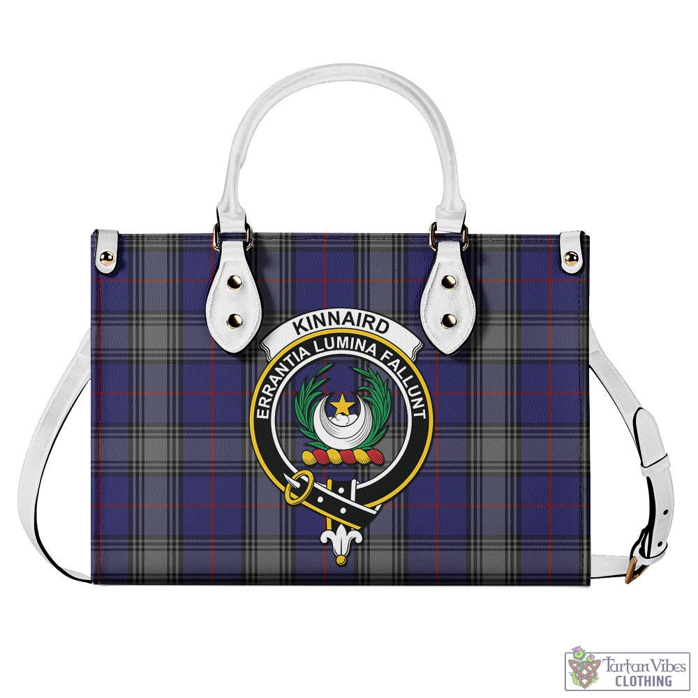 Tartan Vibes Clothing Kinnaird Tartan Luxury Leather Handbags with Family Crest